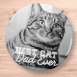 Best Cat Dad Ever Modern Custom Pet Photo Magnet<br><div class="desc">This simple and classic design is composed of serif typography and add a custom photo</div>