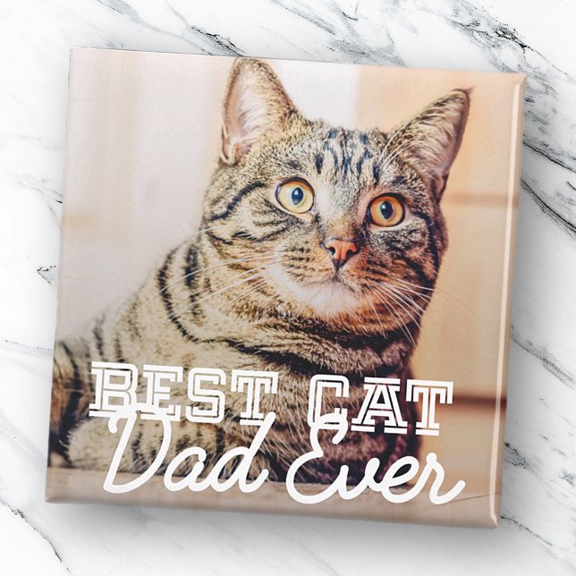 Best Cat Dad Ever Modern Custom Pet Photo Magnet (Creator Uploaded)