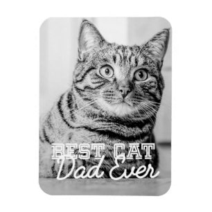 Best Cat Dad Ever Modern Custom Pet Photo Magnet