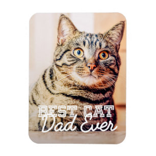 Best Cat Dad Ever Modern Custom Pet Photo Magnet