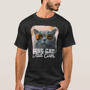 Best Cat Dad Ever Modern Custom Pet Photo T-Shirt