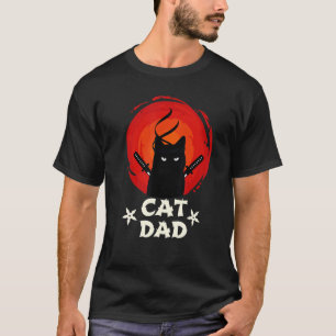 Best Cat Dad Ever Ninja Cat Dad Father Day Retro J T-Shirt