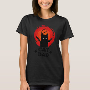 Best Cat Dad Ever Ninja Cat Dad Father Day Retro J T-Shirt