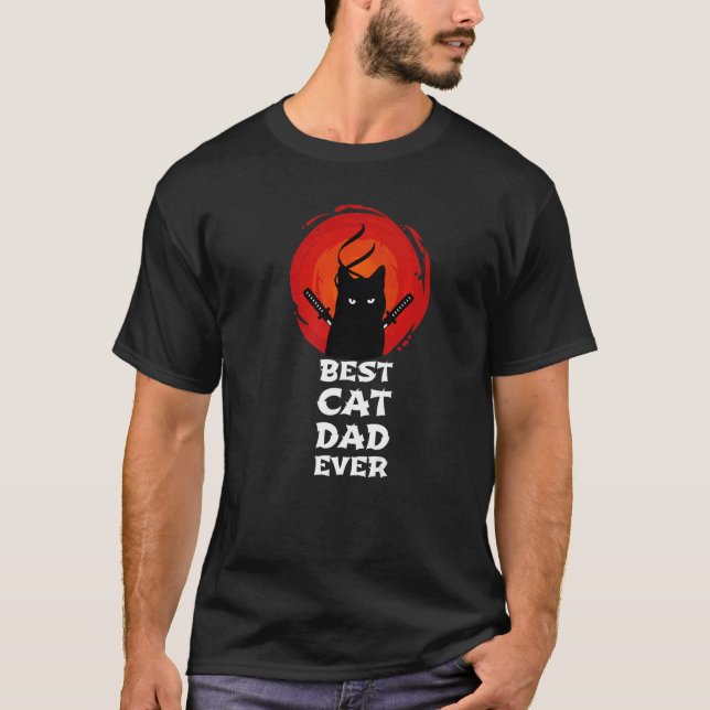 Best Cat Dad Ever Ninja Cat Dad Father Day Retro J T-Shirt (Front)