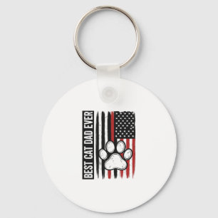 Best Cat Dad Ever Patriotic Paw Flag Design_1 Key Ring