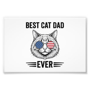 Best Cat Dad Ever Patriotic Vintage Cat Design_1 Photo Print