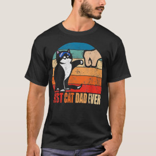 Best Cat Dad Ever Paw Fist Bump Funny Fathers Day  T-Shirt