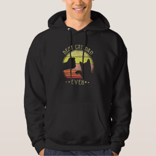 Best Cat Dad Ever Paw Fist Bump Vintage Retro Cat Hoodie