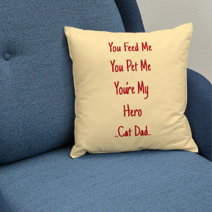 Best Cat Dad Ever Personalised Red Beige Cute Gift Cushion