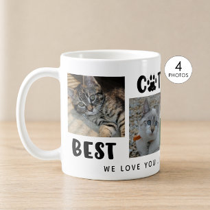 BEST CAT DAD EVER Photo Collage Paw Print Coffee Mug