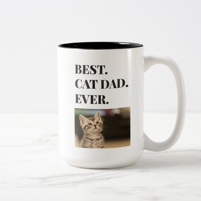 Best Cat Dad Ever Photo Two-Tone Coffee Mug (Right)