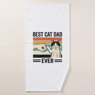 Best Cat Dad Ever Retro Cat Fist Bump Shirt_1 Bath Towel