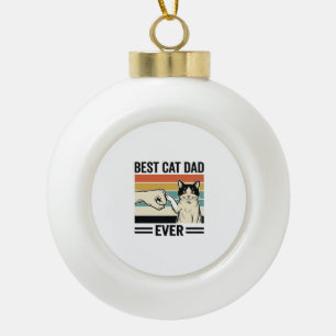 Best Cat Dad Ever Retro Cat Fist Bump Shirt_1 Ceramic Ball Christmas Ornament