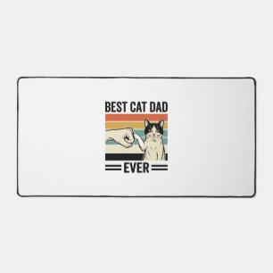 Best Cat Dad Ever Retro Cat Fist Bump Shirt_1 Desk Mat
