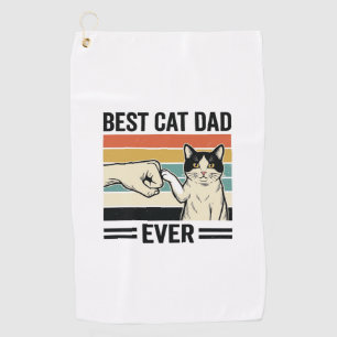 Best Cat Dad Ever Retro Cat Fist Bump Shirt_1 Golf Towel
