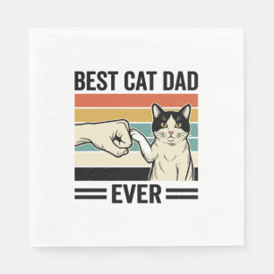 Best Cat Dad Ever Retro Cat Fist Bump Shirt_1 Napkin