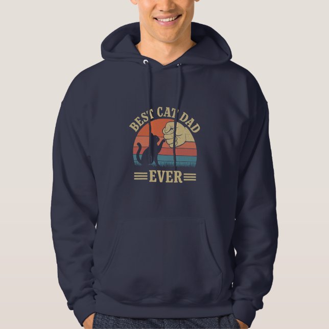 Best Cat Dad Ever Retro Fist Bump Funny Pet Lover  Hoodie (Front)