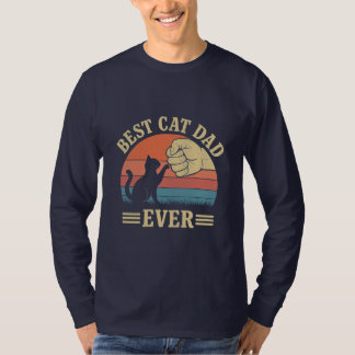 Best Cat Dad Ever Retro Fist Bump Funny Pet Lover T-Shirt
