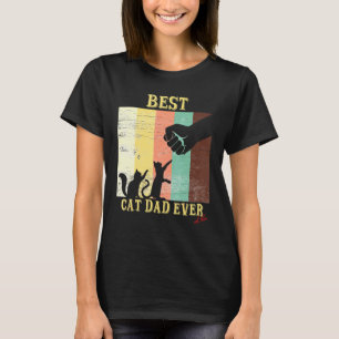 Best Cat Dad Ever Retro Vintage Fist Bump Cat T-Shirt