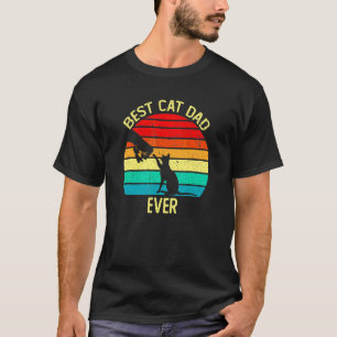 Best Cat Dad Ever Retro Vintage Paw Fist Bump Te T-Shirt