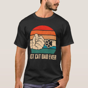 Best Cat Dad Ever Retro Vintage Sunset Funny Cat L T-Shirt