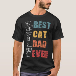 Best Cat Dad Ever Retro Vintage With meowing kitte T-Shirt