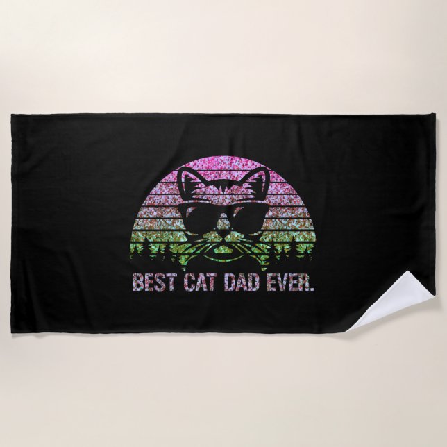 Best Cat Dad Ever Shirt Beach Towel (Front)
