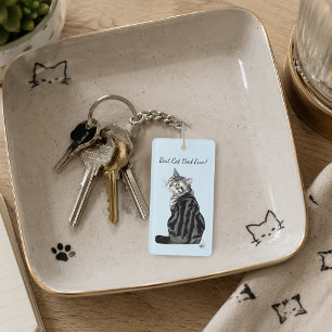 Best Cat Dad Ever Silver Tabby Father's Day Key Ring