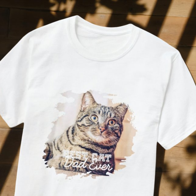 Best Cat Dad Ever Simple Modern Grunge Cool Photo T-Shirt (Creator Uploaded)
