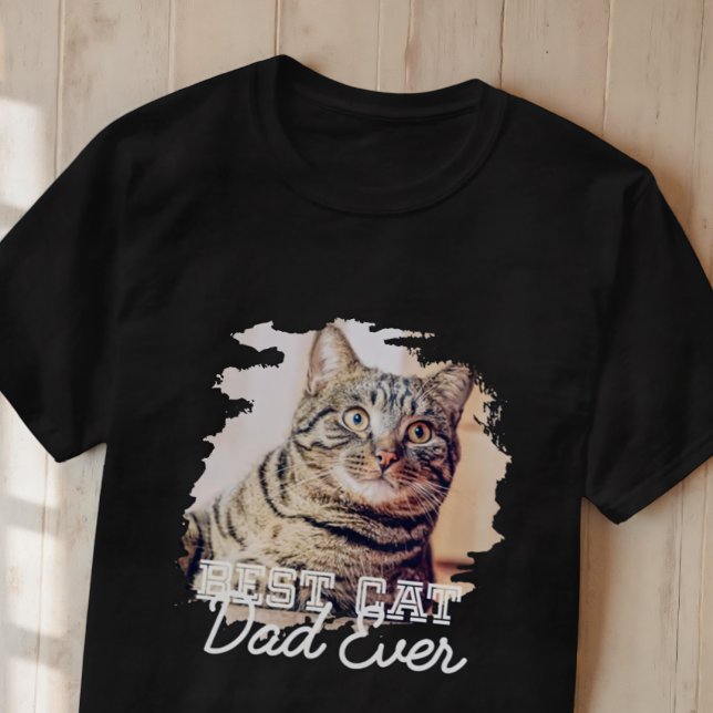 Best Cat Dad Ever Simple Modern Grunge Cool Photo T-Shirt (Creator Uploaded)