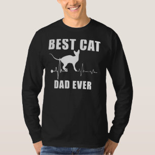 Best Cat Dad Ever Sphynx Cat Heartbeat Kitten T-Shirt