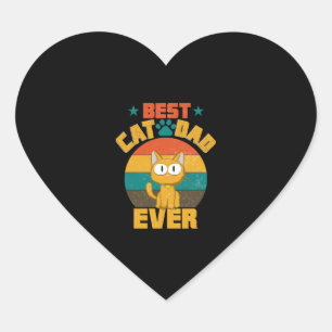 Best Cat Dad Ever T-Shirt Funny Cat Daddy Father Heart Sticker