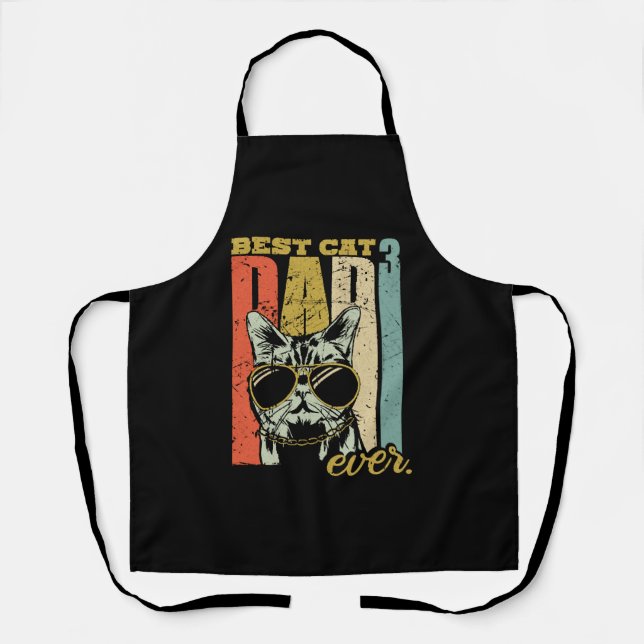 Best Cat Dad ever three cats triple cat dad Apron (Front)