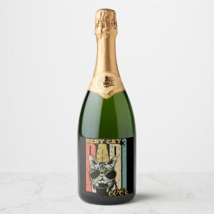 Best Cat Dad ever three cats triple cat dad Sparkling Wine Label