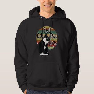 Best Cat Dad Ever Tuxedo Father's Day Funny Retro Hoodie