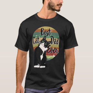 Best Cat Dad Ever Tuxedo Father's Day Funny Retro T-Shirt