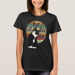 Best Cat Dad Ever Tuxedo Father's Day Funny Retro T-Shirt