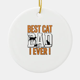 Best Cat Dad Ever Vintage Cat Father Shirt Design_ Ceramic Ornament