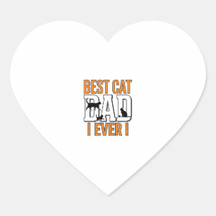 Best Cat Dad Ever Vintage Cat Father Shirt Design_ Heart Sticker