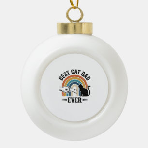 Best Cat Dad Ever Vintage Cat Lover Design_1 Ceramic Ball Christmas Ornament