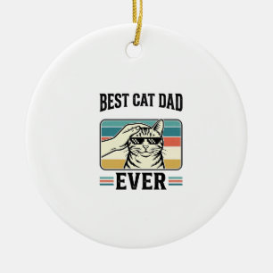 Best Cat Dad Ever Vintage Cat Lover Design_1 Ceramic Ornament