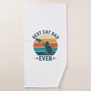 Best Cat Dad Ever Vintage Cat Shirt Design_1 Bath Towel