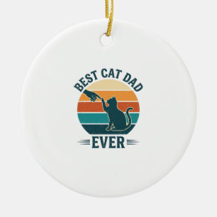 Best Cat Dad Ever Vintage Cat Shirt Design_1 Ceramic Ornament