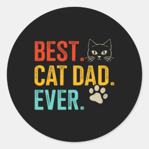 Best Cat Dad Ever Vintage For Retro Fathers Day Bi Classic Round Sticker