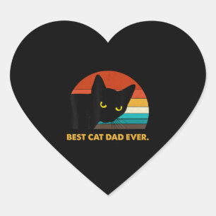 Best Cat Dad Ever Vintage T Shirt Black Cat Daddy Heart Sticker