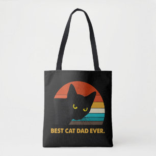 Best Cat Dad Ever Vintage T Shirt Black Cat Daddy Tote Bag