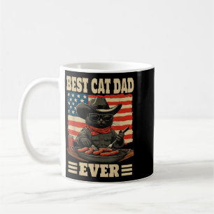Best Cat Dad Funny Gift Vintage Patriotic Cowboy Coffee Mug