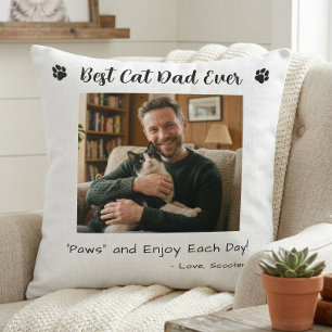Best Cat Dad Paws Pet Photo White Cushion