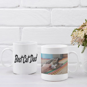 Best Cat Dad Photo Black text  Coffee Mug