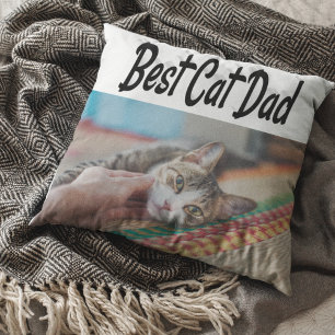 Best Cat Dad Photo Black text Cushion